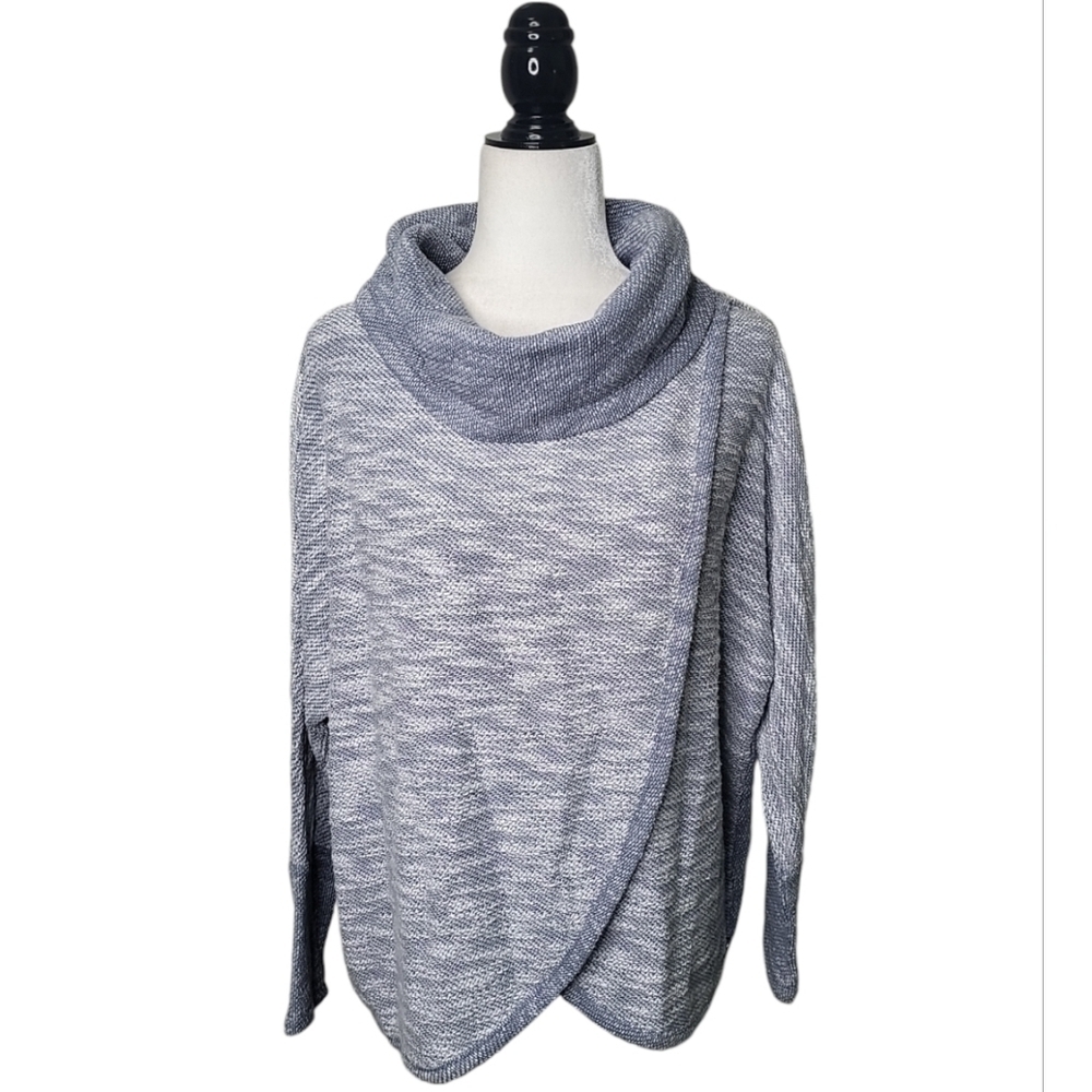 Calvin Klein Performance Women's Sweater Size L Gray Cowl Neck Knit Wrap